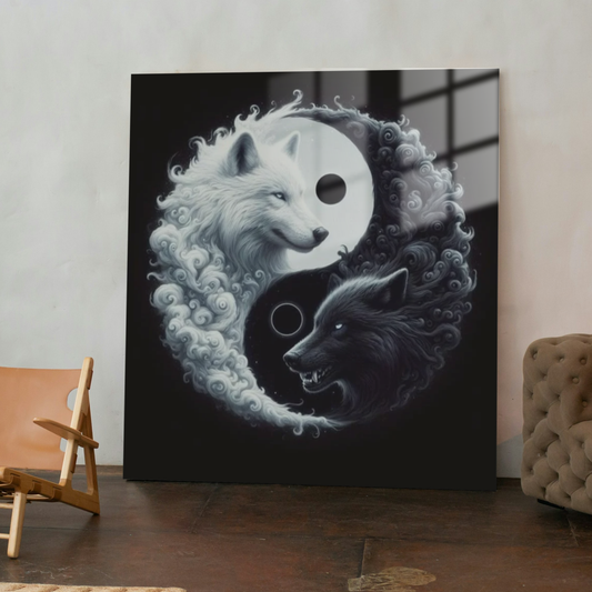 Yin Yang Lüks Cam Tablo 58x58